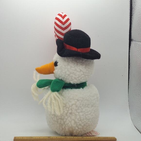 Giftco 95' 7" Soft White Snowman Plush with Candy Cane, Green Scarf & Black hat - Picture 2 of 7